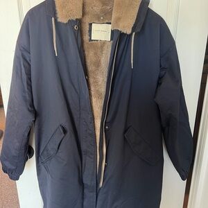 Lucky Brand Dark Blue Coat with Tan Lining